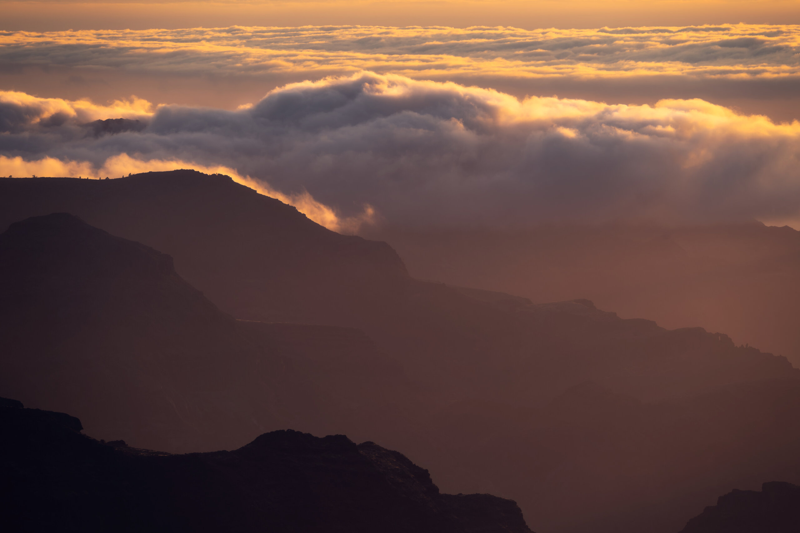 Sea of clouds over the mountains of Gran Canaria