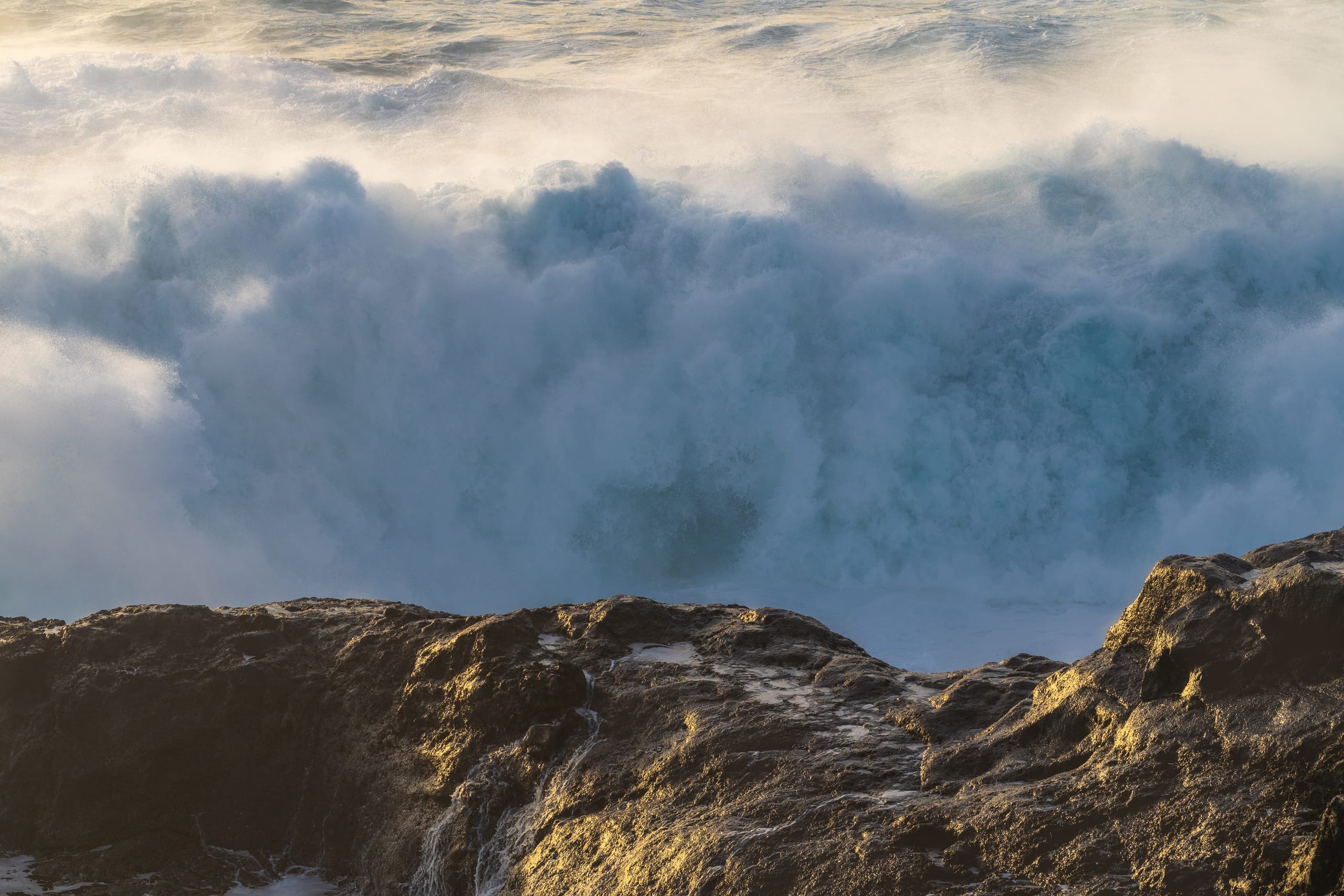 Massive Atlantic wave crashing over volcanic rocks, Gran Canaria