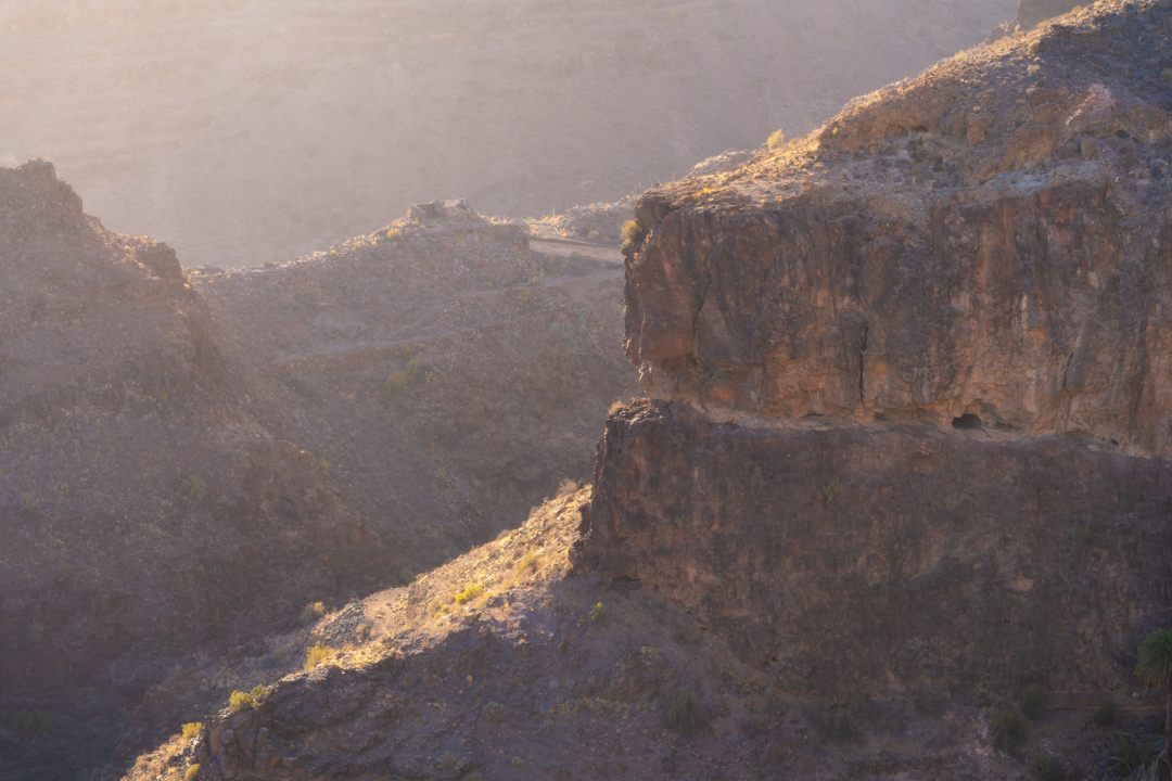 Dramatic sea cliff dropping into Atlantic ocean, Gran Canaria