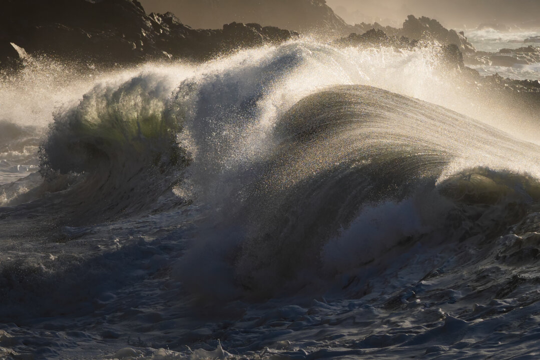 Swirling Atlantic ocean wave with white foam, Gran Canaria