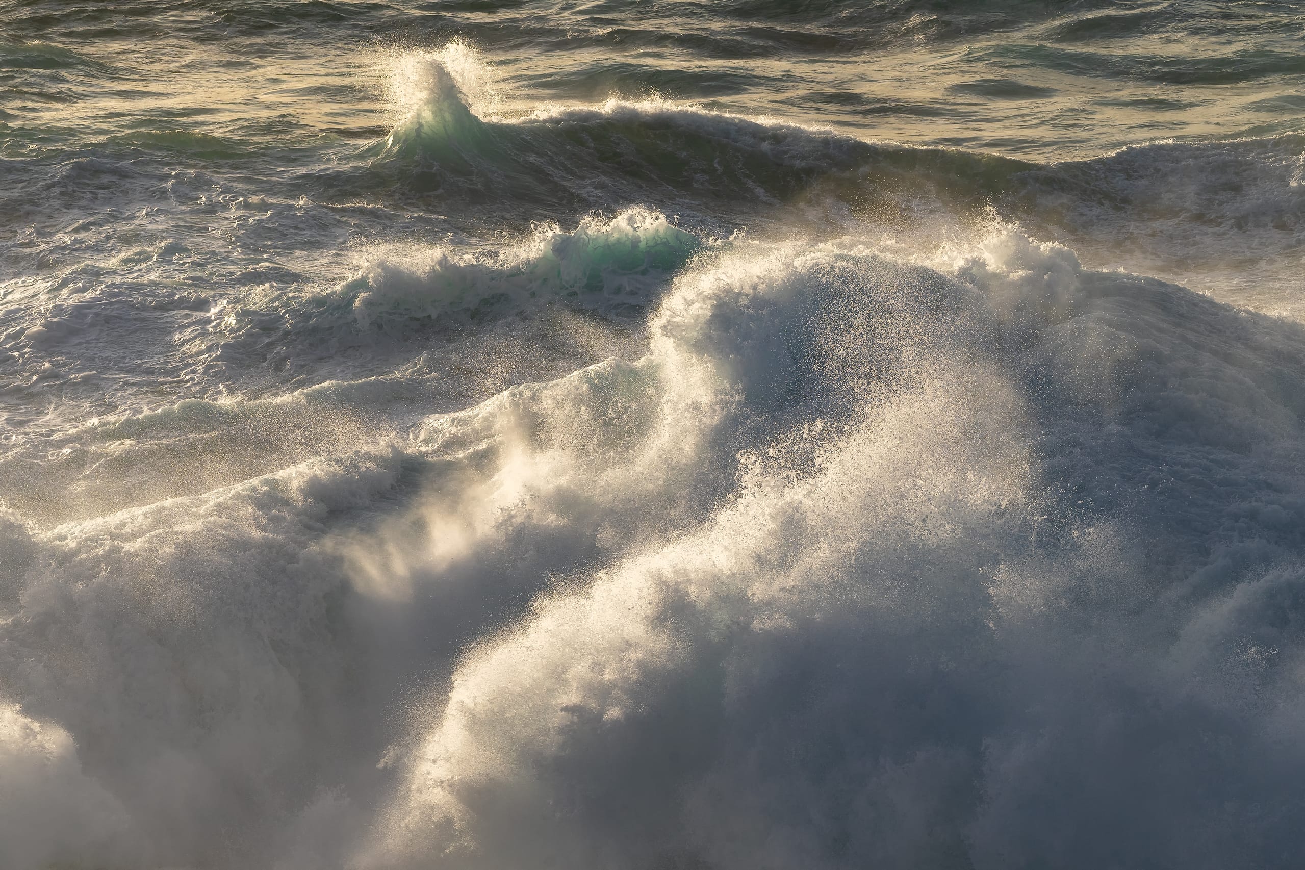 Aerial view of rolling Atlantic ocean waves, Gran Canaria